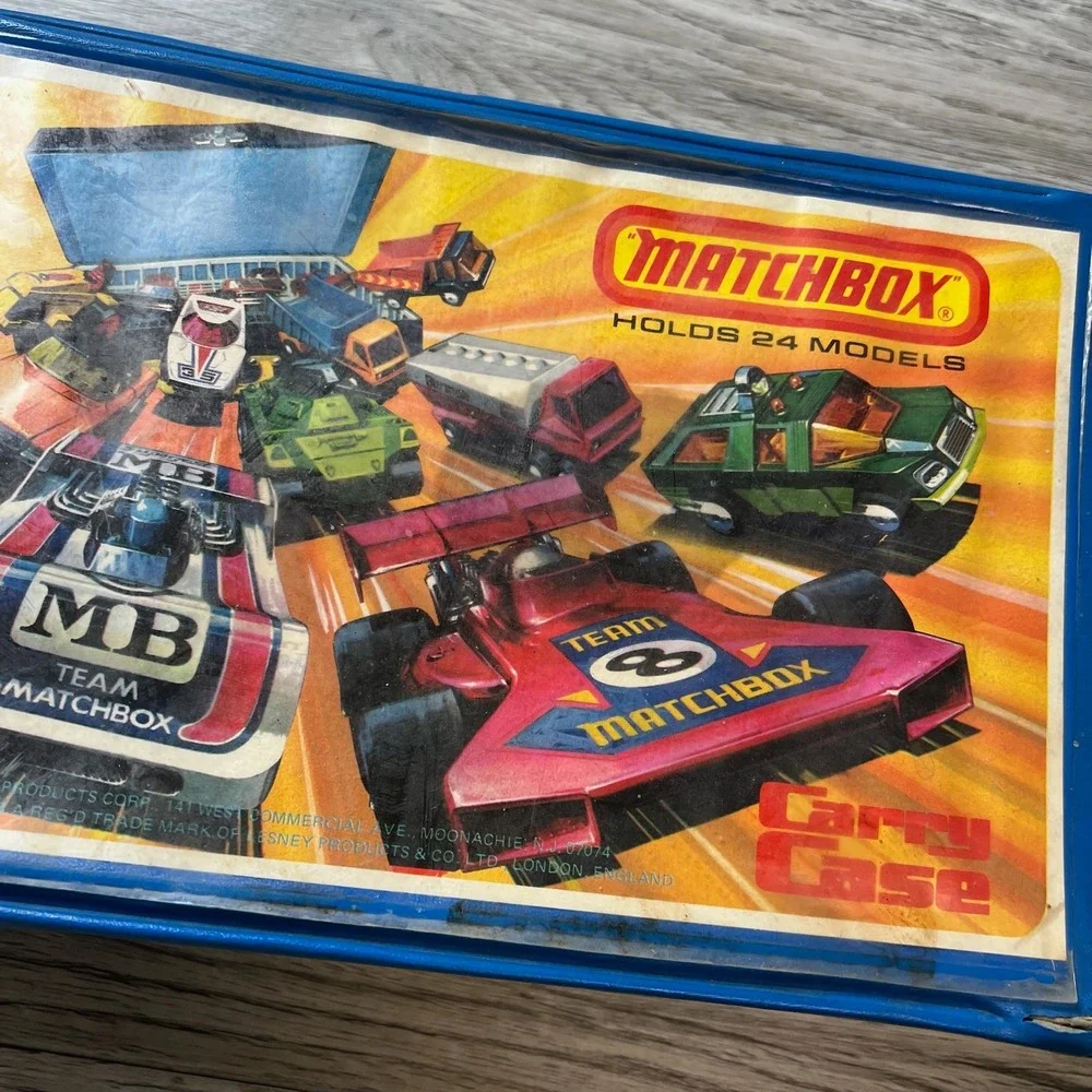 Matchbox Carry Case Kids OS Blue 1976 Vintage 24‎ Model Vinyl Storage Box Lesney